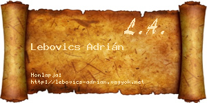 Lebovics Adrián névjegykártya
